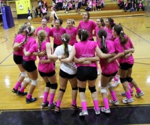 Wearing pink for breast cancer awareness is an annual effort by all fall sports teams.