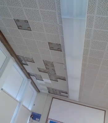 A crumbling ceiling at VHS. Building repairs are the largest component of the proposed referendum, at $5.4 million.