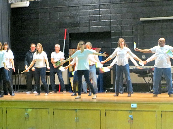 The Brookdale staff dance to kick off One School, One Book