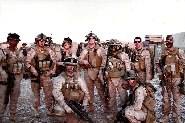 Camerota (front right) with his platoon, which suffered injuries and two casualties while on deployment in Afghanistan.