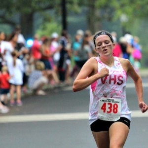 Melanie Egan at the UNICO Labor Day 5K, where she was the top female finisher.