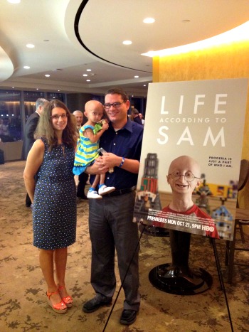 Laura and Ian Penny with their daughter Zoey at the screening of "Life According To Sam", the movie that sparked the Kraft challenge.