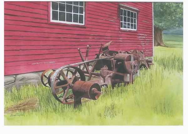 “Out to Pasture”, a painting by Allen Taylor, is part of a solo exhibit of watercolors at the gallery of the Cedar Grove Public Library in December.