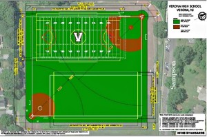In one scenario, the lower field at VHS could be turfed for multiple sports and marching band activities.