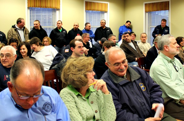There were many police officers and town employees at Monday's Town Council meeting.