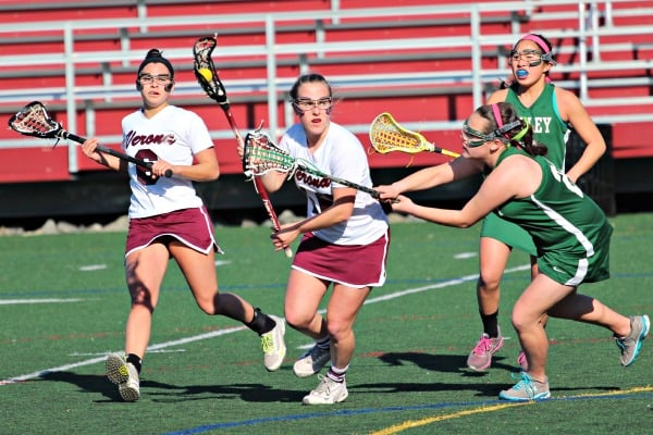 The girls team in action against Pascack Valley earlier this season.