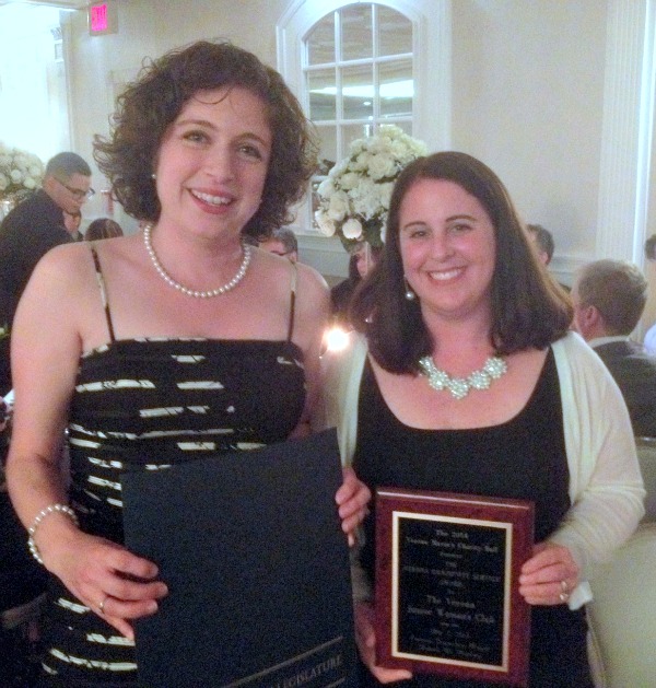 Christine McGrath (left) and Kristen Donohue of the Junior Woman's Club of Verona celebrate at the 2014 Verona Mayor's Charity Ball. McGrath is the president of the Juniors for 2014-15, and Donohue is the club's outgoing president