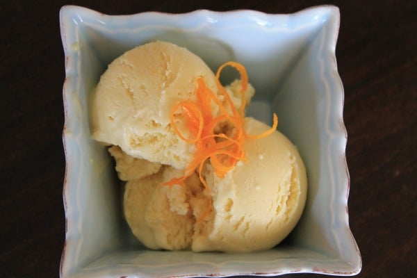 No, there's no crab meat in Orange Crab ice cream, which takes its name from Tracy's favorite ginger beer.