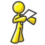 Clip Art Graphic of a Yellow Guy Character