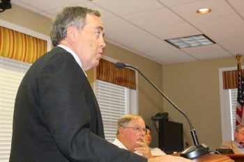 Township Engineer Jim Helb, left, at a Town Council meeting last year.