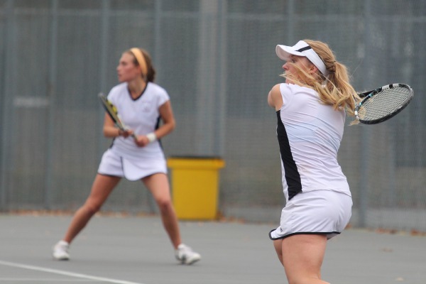 Nell Karpinski and Caroline Chivily, seen here against McNair last week, had Verona's only wins on Tuesday.