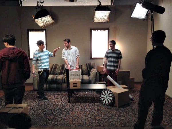 Yee (left) on the set of "Normal Behavior",  made for a film production class.