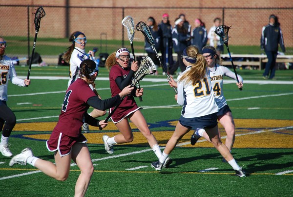 VHS girls lax in action earlier this season.