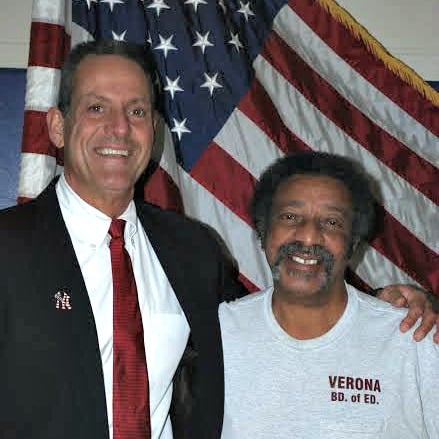 Mr. Jackson, with former Laning Principal Frank Albano.