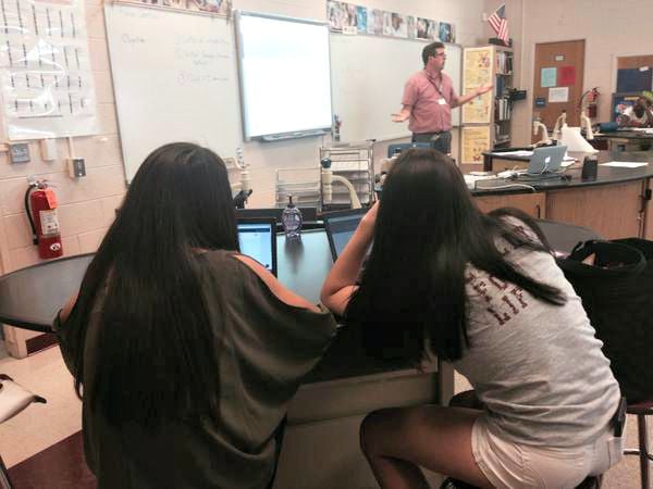 VHS Principal Joshua Cogdill showed off this picture of Chromebooks in action in a science class.