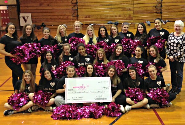 The Breast Cancer Showcase staged by the VHS cheerleaders, Verona Eagles cheerleaders, William Paterson cheerleaders and VHS alumni cheerleaders raised $1,700.