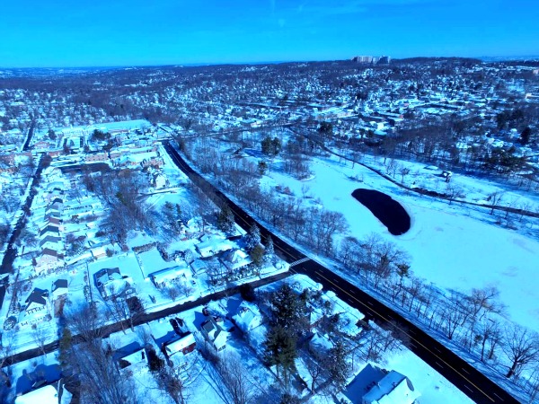 An aerial view of Verona Park and the surrounding neighborhoods. (Photo by Toby Voller Hamson)