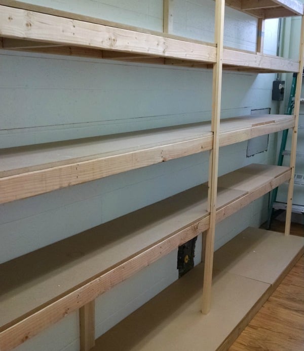 The new food pantry shelves at the Episcopal Church of the Holy Spirit, waiting to be filled.
