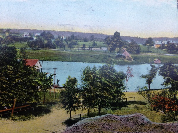 This c. 1907 postcard of Verona Lake shows the railroad embankments that were constructed on each side of Verona Lake in the early 1870s to accommodate a trestle that was never built. The embankments remain in place today.