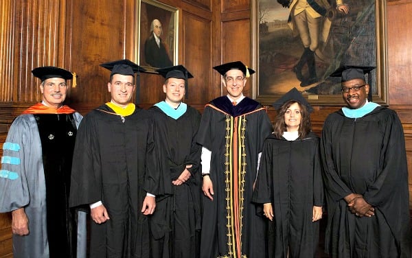 VHS computer science teacher Rich Wertz (second from left) was honored by Princeton's Program in Teacher Preparation at Princeton's graduation on May 31. (Photo by Denise Applewhite, Princeton Office of Communications)
