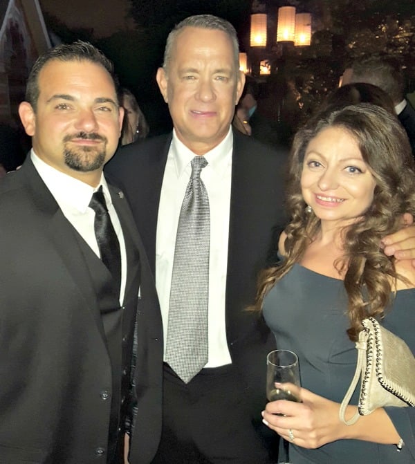 Vincent Lombardi and his wife Dina with Tom Hanks at the premiere of "Sully".
