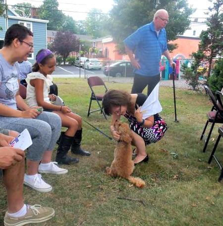 Before giving a blessing, Pastor Lynn got to know some of the pets a little better.