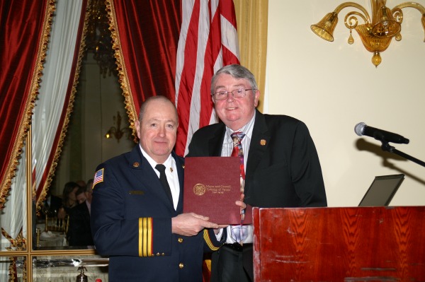 Outgoing Verona Fire Department Chief Ken Gerlach with Mayor Kevin Ryan