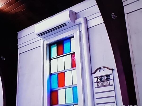 Heat pumps installed above the stained glass windows of the Episcopal Church of the Holy Spirit in Verona, NJ